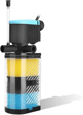 Aquarium Filters – 3-Stage Aquarium Filter in-Tank Filter Internal Filter Fish Tank Filter Turtle Filter for 10-40 Gallon Fish Tanks with Dual Water Outlet and Aeration in Kuwait