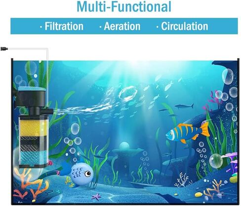 Aquarium Filters – 3-Stage Aquarium Filter in-Tank Filter Internal Filter Fish Tank Filter Turtle Filter for 10-40 Gallon Fish Tanks with Dual Water Outlet and Aeration in Kuwait