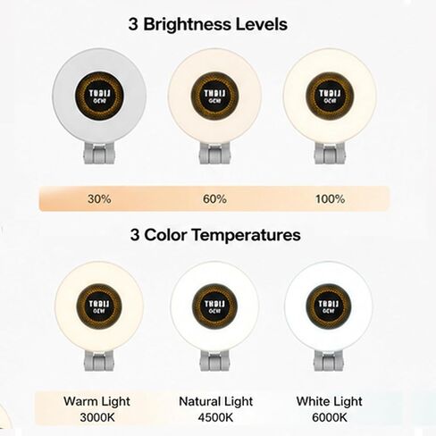 Selfie Light, Phone Light with 3 Lighting Mode/5 Brightness Levels, Portable Phone Ring Light for Makeup, Tiktok, Live Stream, Rechargeable Clip Video Light for iPad/Camera/Laptop in Saudi Arabia