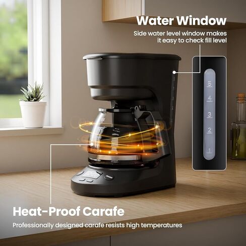 Kismile 5-Cup Drip Coffee Machine with LED Display, Small Coffee Maker with Anti-Drip, Timer, Auto Shut-Off, Dry-Boil Protection, Removable Funnel, Compact, Ideal for Home & Office in Kuwait