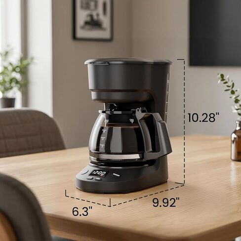 Kismile 5-Cup Drip Coffee Machine with LED Display, Small Coffee Maker with Anti-Drip, Timer, Auto Shut-Off, Dry-Boil Protection, Removable Funnel, Compact, Ideal for Home & Office in Kuwait