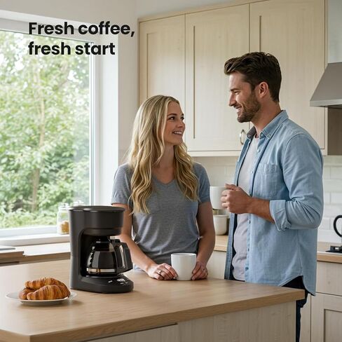 Kismile 5-Cup Drip Coffee Machine with LED Display, Small Coffee Maker with Anti-Drip, Timer, Auto Shut-Off, Dry-Boil Protection, Removable Funnel, Compact, Ideal for Home & Office in Kuwait