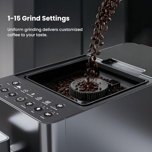 Kismile 20 Bar Automatic Espresso Machine, All-in-One Grind and Brew Coffee Maker with Built-in Grinder, Cappuccino Machines with Milk Frother, One-Touch Americano and Lattes for Home/Office/Gift in Kuwait