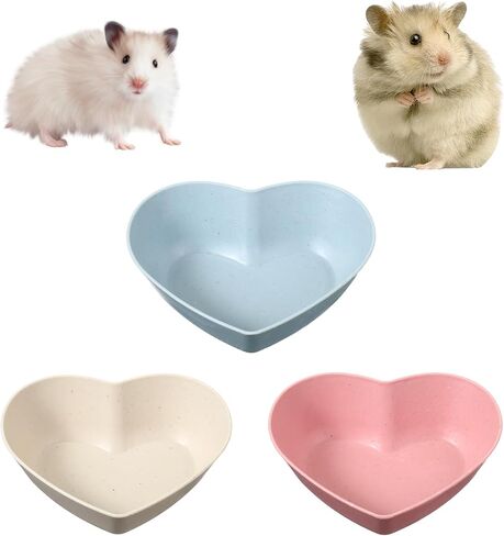 3 Pcs Guinea Pig Food Bowl Heart Hamster Food Water Bowl Plate Plastic Anti-Turning Water Dish Gerbil Drinking Bowls for Dwarf Syrian Hedgehog Gerbil Small Animals Rat Rodent, 2.9“ x0.9“ in Kuwait