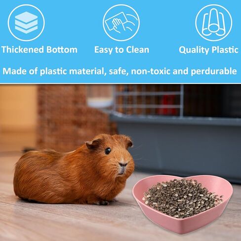 3 Pcs Guinea Pig Food Bowl Heart Hamster Food Water Bowl Plate Plastic Anti-Turning Water Dish Gerbil Drinking Bowls for Dwarf Syrian Hedgehog Gerbil Small Animals Rat Rodent, 2.9“ x0.9“ in Kuwait
