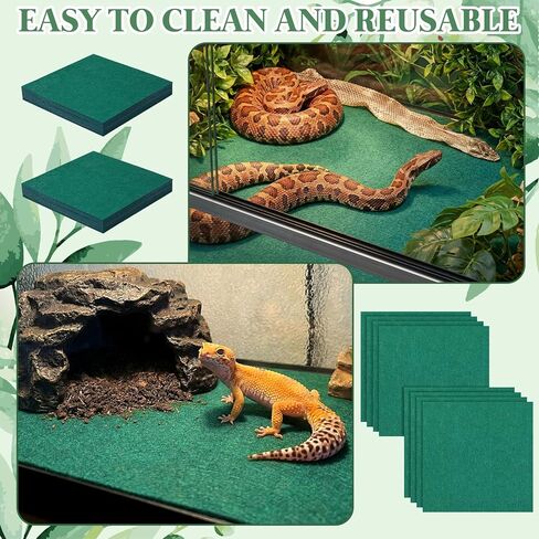 HunnmingRe 16 جهاز كمبيوتر شخصى 12 × 12 الزواحف السجاد Terrarium بطانة الفراش الزواحف الركيزة حصيرة خزان الملحقات ل Terrarium السحالي السلاحف الثعابين الملتحية التنين الإغوانا، الأخضر in Kuwait
