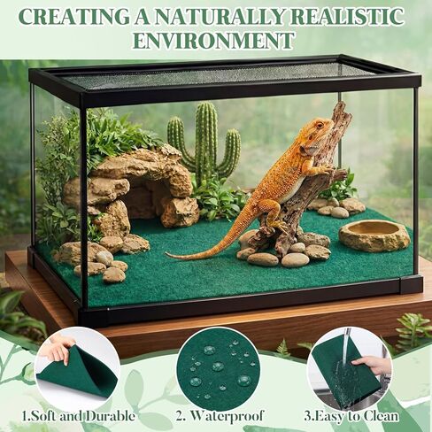 HunnmingRe 16 جهاز كمبيوتر شخصى 12 × 12 الزواحف السجاد Terrarium بطانة الفراش الزواحف الركيزة حصيرة خزان الملحقات ل Terrarium السحالي السلاحف الثعابين الملتحية التنين الإغوانا، الأخضر in Kuwait