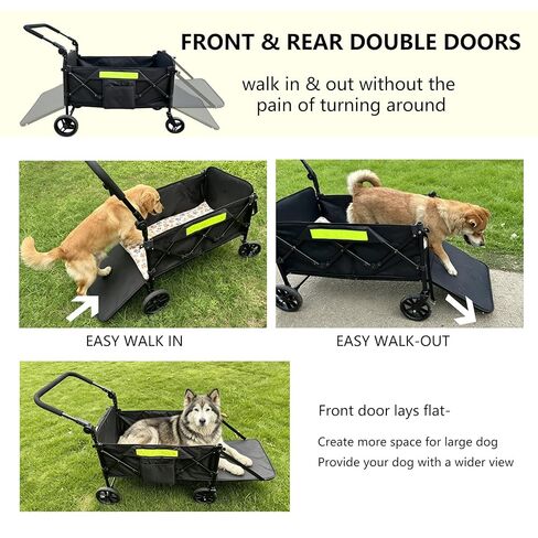 Dog Wagons for Large Senior Dogs, Foldable Elderly Dog Stroller with Thick Mat & Lift Harness, Heavy Duty Dog Cart Upto 140lbs in Kuwait