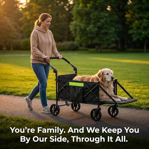 Dog Wagons for Large Senior Dogs, Foldable Elderly Dog Stroller with Thick Mat & Lift Harness, Heavy Duty Dog Cart Upto 140lbs in Kuwait