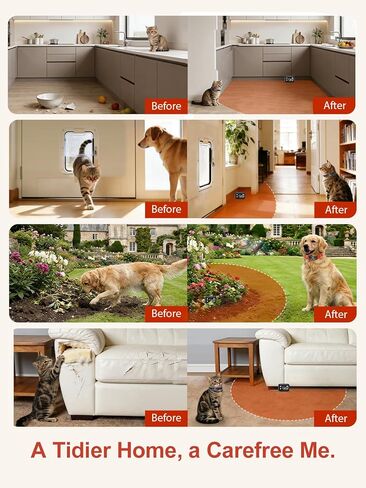 MIMOFPET Wireless Pet Barrier for Cats Dogs - Outdoor Indoor Pet Barrier with Adjustable Safe Static Intensity,Adjustable Range up to 16.4 ft,Waterproof Rechargeable Color Display Barrier System-Black in Kuwait