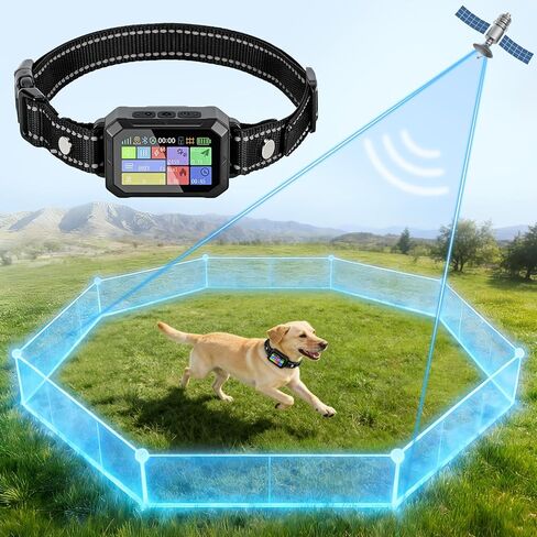 نظام سياج طوق الكلاب اللاسلكي بنظام تحديد المواقع العالمي (GPS) - بدون تحكم في تطبيق رسوم شهرية، حدود مضلعة مخصصة وتدريب عن بعد، متتبع هاتف مجاني لما يصل إلى 5 حيوانات أليفة، سياج كهربائي افتراضي للكلاب، أسود in Kuwait