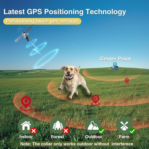 سياج لاسلكي للكلاب من PATPET، نظام سياج طوق الكلب GPS طويل المدى، 3 أوضاع تدريب سياج كهربائي للكلاب، نصف قطر 9999 ياردة، طوق تدريب مقاوم للماء IP67 للكلاب المتوسطة والكبيرة in Kuwait
