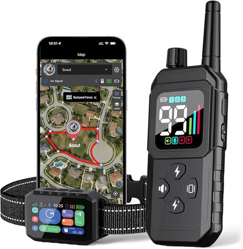 GPS Wireless Dog Fence – Free App Control, Custom GPS Boundary, Beep/Vibration/Static Modes, IP67 Waterproof, Long Battery Life, for Dogs 10–120 lbs, Remote Training Kit in Kuwait