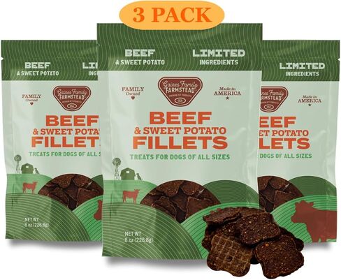 Gaines Family Farmstead Salmon & Sweet Potato Fillets for Dogs – 8 oz, All-Natural Soft Chews, Wild-Caught Alaskan Salmon, Limited-Ingredient Dog Treats, Made in USA in Kuwait