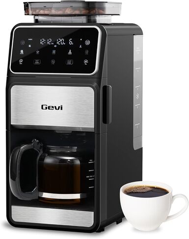 Gevi Grind & Brew Coffee Maker 10 Cup, Built-In Burr Grinder Drip Coffee Machine, Programmable Touch Screen, 4-Hour Warm Plate, Permanent Filter & Glass Carafe in Kuwait