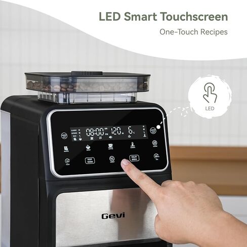Gevi Grind & Brew Coffee Maker 10 Cup, Built-In Burr Grinder Drip Coffee Machine, Programmable Touch Screen, 4-Hour Warm Plate, Permanent Filter & Glass Carafe in Kuwait