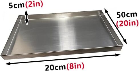 Stainless Steel Drip Tray for HVAC & Dog Crates, 0.8mm Heavy-Duty Drip Pan, 20x50cm (8x20in), Prevents AC Water Leaks, Durable Replacement for Pet Crate Liners in Kuwait