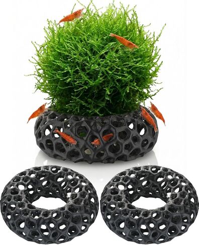 Shrimp Cave for Fish Tank Plants, 2-Pack Round Aquarium Caves for Cherry & Dwarf Shrimp, Plant-Compatible Shrimp Tank Accessories, Aquarium Decor (Black) in Kuwait