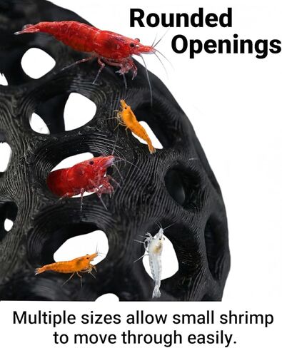 Shrimp Cave for Fish Tank Plants, 2-Pack Round Aquarium Caves for Cherry & Dwarf Shrimp, Plant-Compatible Shrimp Tank Accessories, Aquarium Decor (Black) in Kuwait