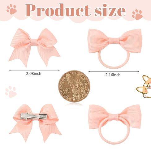 40PCS 2Inch Puppy Dog Hair Bows with Clips & Rubber Bands, Small Pet Grooming Hair Accessories, Cute Puppy Hair Clips for Small Dogs Cats, Mixed Colors in Kuwait