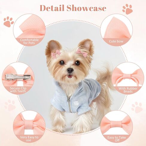 40PCS 2Inch Puppy Dog Hair Bows with Clips & Rubber Bands, Small Pet Grooming Hair Accessories, Cute Puppy Hair Clips for Small Dogs Cats, Mixed Colors in Kuwait