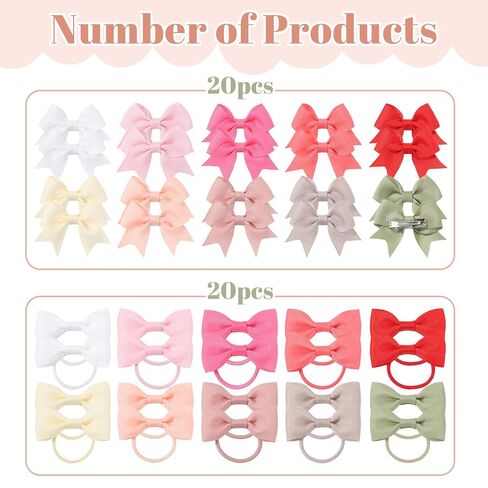 40PCS 2Inch Puppy Dog Hair Bows with Clips & Rubber Bands, Small Pet Grooming Hair Accessories, Cute Puppy Hair Clips for Small Dogs Cats, Mixed Colors in Kuwait