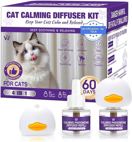 Cat Calming Diffuser Multicat Effective Solution to Stress & Aggression Suitable Cat pheromone Diffuser for Cats Refill Reduce Fighting Spraying and Scratching Calm Relaxing in Kuwait