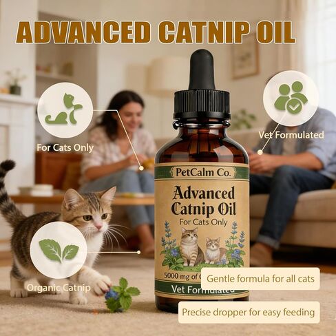 زيت النعناع البري المتطور من شركة PetCalm Co - مركب من قبل الأطباء البيطريين، للقطط فقط، مكمل لاسترخاء القطط (2.1 أونصة سائلة) in Kuwait