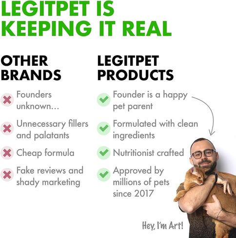 LEGITPET Calming Cat Treats for Anxiety & Stress – Daily Crunchy Chews for Cats with L-Theanine & L-Tryptophan – Supports Calm Behavior & Balanced Mood – Chicken Flavor, 500 Chews in Kuwait