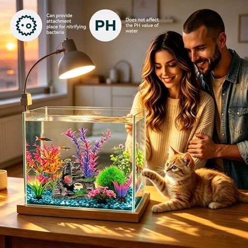 مجموعة ديكور حوض السمك مكونة من 8 قطع، نباتات بلاستيكية اصطناعية وكهف صخري لديكورات حوض السمك، ملحقات حوض السمك الذهبي بيتا توفر زخارف واقعية لوعاء الأسماك الكبيرة والصغيرة in Kuwait