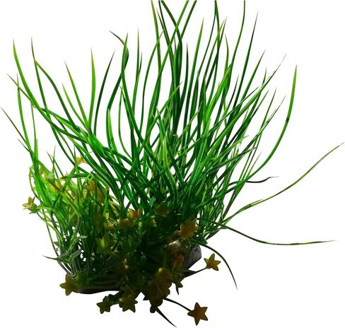 Spiky Green Foreground Artificial Fish Tank Plant 6.5 Inches Tall, Green with Yellow Flowers Aquarium Aquascaping Decoration, Tropical Fish Tank Ornament in Kuwait