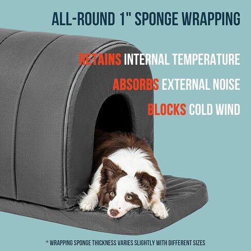 PELZIN Orthopedic Dog Bed House - Outdoor Waterproof Dog Tent with Washable Removable Cover - Durable Indoor Pet Cave Bed for Small Breeds & Fits 24-Inch Crate - 23"x16", Charcoal in Kuwait