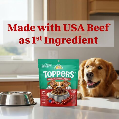 Newman's Own Meaty Mixed Grill Dry Dog Food Topper, 16 oz Pouch — Grain Free Meal Mixer for Picky Eaters, Wholesome Quality Ingredients, No Corn Wheat or Soy, Made in USA in Kuwait