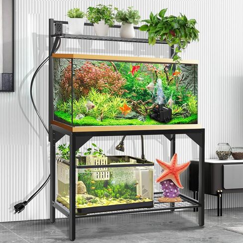 40 Gallon Fish Tank Stand – Aquarium Stand with Power Outlets, 37.7" x 19.2" x 58.66", Heavy-Duty Metal Tank Stand, 40 Gallon Reptile Tank Stand for Home Office – Tank Not Included (Black) in Kuwait