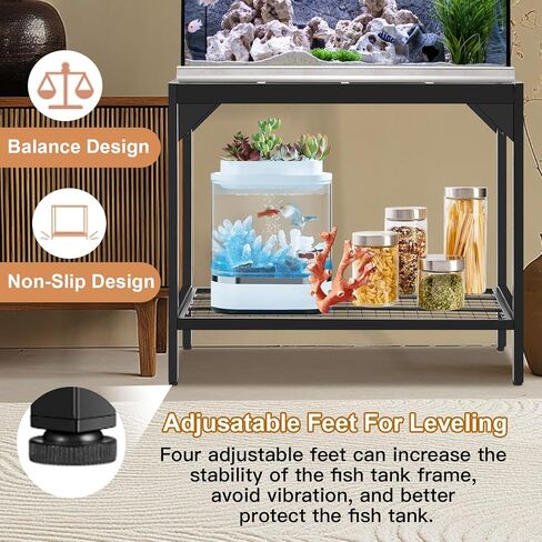 40 Gallon Fish Tank Stand – Aquarium Stand with Power Outlets, 37.7" x 19.2" x 58.66", Heavy-Duty Metal Tank Stand, 40 Gallon Reptile Tank Stand for Home Office – Tank Not Included (Black) in Kuwait