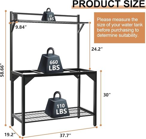 40 Gallon Fish Tank Stand – Aquarium Stand with Power Outlets, 37.7" x 19.2" x 58.66", Heavy-Duty Metal Tank Stand, 40 Gallon Reptile Tank Stand for Home Office – Tank Not Included (Black) in Kuwait