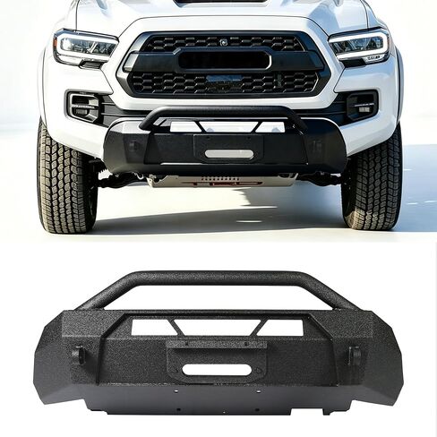Front Bumper Fit for Toyota Tacoma 2016 2017 2018 2019 2020 2021 2022 2023 with 2 D-rings Shackles(4.75-ton capacity) Bumper Black Steel Off-Road Grill Guard Bull Bar in Saudi Arabia