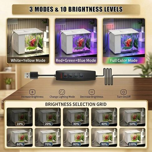 Vehipa 3.7L (1 Gal) Betta Fish Aquarium, Acrylic Small Fish Tank Kit with Water Filter Pump & LED Light, Ideal for Small Fish, Plants and Shrimp, White in Kuwait