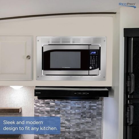فرن ميكروويف مدمج RecPro Suburban RV 0.9 قدم مكعب. قدم. الفولاذ المقاوم للصدأ مع طقم القطع 900 واط | أدوات التحكم بلوحة اللمس، والطهي التلقائي، والبدء السريع | ميكروويف مدمج للمركبات الترفيهية والمعسكرات in Kuwait