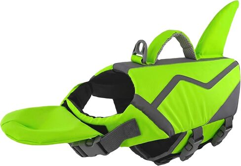 Doglay Shark Dog Life Jacket with Removable Neck Float, High Buoyancy Adjustable Pet Swim Vest with Rescue Handle for Swimming & Boating, for Small Medium Large Dogs, XS, Bright Pink in Kuwait