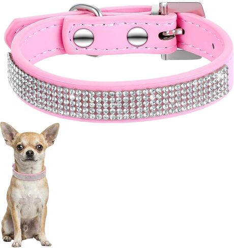 Small Cat Collar, Soft Velvet Rhinestone Breakaway Cat Collar, Adjustable 8-11 Inch Pink Glitter Cat Collar for Girl Cats, Kitten, Small Medium Large Cat in Kuwait