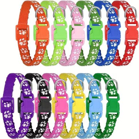18 Pack Pet ID Collars, Adjustable Soft Nylon Neck Bands, Multi-Color Identification Collars for Small Sized Household Pets in Kuwait