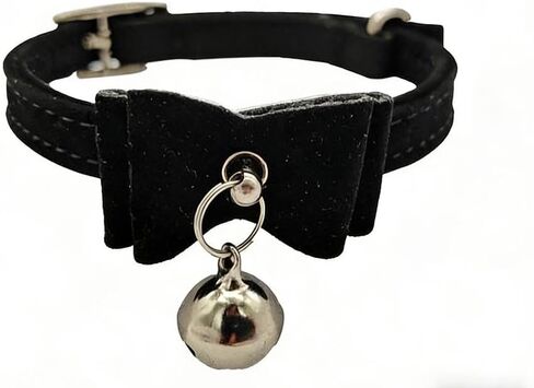 Suede Cat Collar with Bow Tie and Bell Adjustable Breakaway Design for Small Pets Daily Wear Pink Color in Kuwait
