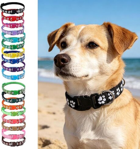 18 Pack Pet ID Collars, Adjustable Soft Nylon Neck Bands, Multi-Color Identification Collars for Small Sized Household Pets in Kuwait