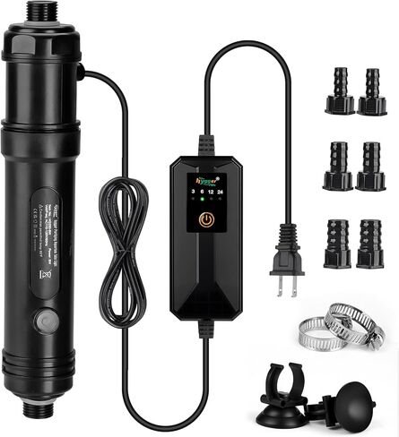 hygger 9W Aquarium U-V Light with Timer, 360° Protective Shield Clean Light for Crystal Clear Green Water, Submersible Fish Tank Cleaner for 60–100 Gallon Freshwater & Saltwater Aquariums in Saudi Arabia