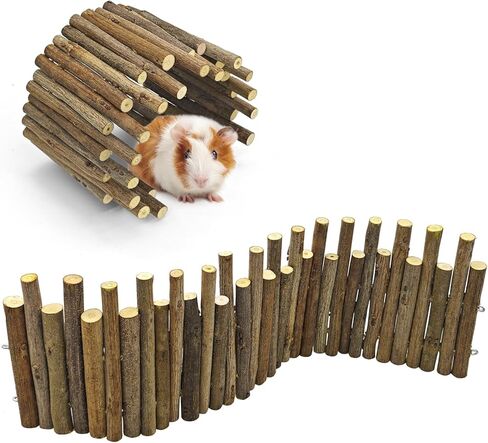 Bendable Hamster Bridge with Cage Platform, Approx. 12 in Wooden Fence for Hamster Cage Accessories, Flexible Pine Ladder Divider for Syrian Dwarf Hamster, Gerbil, Rat & Mouse in Kuwait