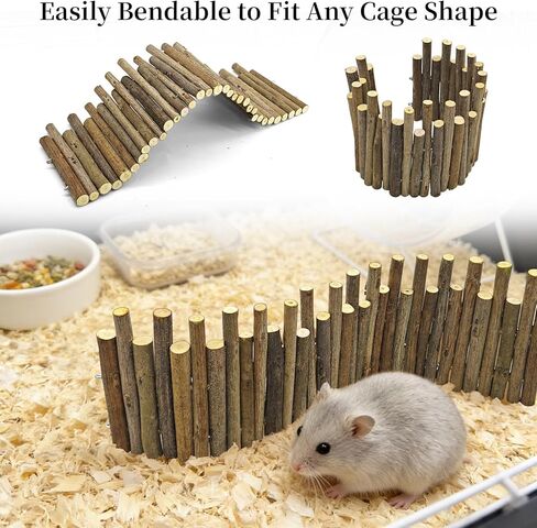 Bendable Hamster Bridge with Cage Platform, Approx. 12 in Wooden Fence for Hamster Cage Accessories, Flexible Pine Ladder Divider for Syrian Dwarf Hamster, Gerbil, Rat & Mouse in Kuwait