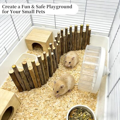Bendable Hamster Bridge with Cage Platform, Approx. 12 in Wooden Fence for Hamster Cage Accessories, Flexible Pine Ladder Divider for Syrian Dwarf Hamster, Gerbil, Rat & Mouse in Kuwait