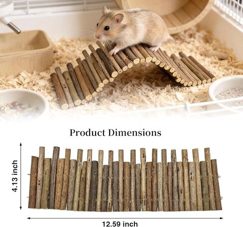 Bendable Hamster Bridge with Cage Platform, Approx. 12 in Wooden Fence for Hamster Cage Accessories, Flexible Pine Ladder Divider for Syrian Dwarf Hamster, Gerbil, Rat & Mouse in Kuwait