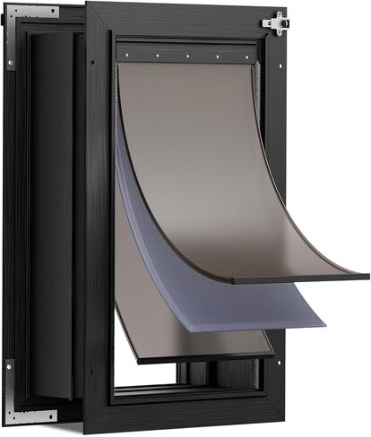 3-Flap Dog Door for Wall, All Aluminum Large Doggy Door for Wall, Heavy Duty Pet Door with Dual Locks, Extreme Weather Doggie Door for Interior Exterior Wall, Pets Up to 110LB in Saudi Arabia